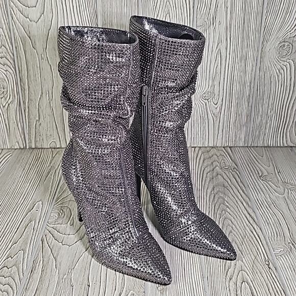 Thalia Sodi Raquell Booties Pewter Bling Heeled Boots Womens Size 5 NEW - Picture 9 of 16